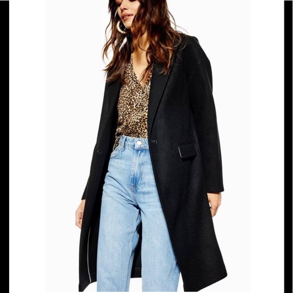 New Topshop Lily Relaxed Fit Wool Blend 
